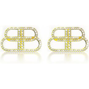 18k Gold CZ Initial Letter B Women Earrings | French Retro Luxury fashionable and Elegant Women's Jewelry for Valentine's Day Birthday Gifts