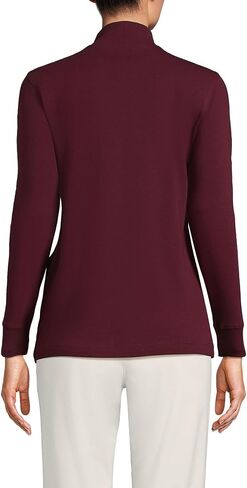 Lands' End Women Long Sleeve Relaxed Cotton Mock Baltic Teal Regular Large in Saudi Arabia