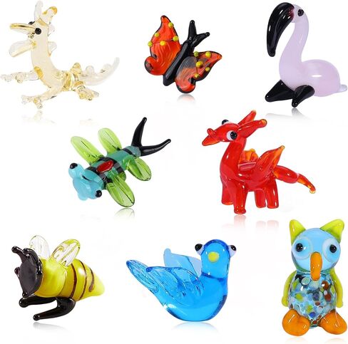 8 Piece Hand Blown Glass Figurines Glass Animals Small Dog Glass Statue Includes Dachshund, Beagle Dog, Puppies or Various Breeds Glass Figurines for Collectibles, Home Decoration, Gifts in Kuwait
