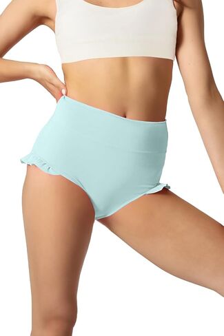Haloumoning Girls Athletic Ruffle Shorts High Waisted Yoga Dance Shorts Comfy Gymnastics Shorts Briefs 4-14Y in Saudi Arabia