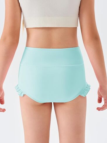 Haloumoning Girls Athletic Ruffle Shorts High Waisted Yoga Dance Shorts Comfy Gymnastics Shorts Briefs 4-14Y in Saudi Arabia