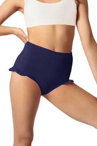 Haloumoning Girls Athletic Ruffle Shorts High Waisted Yoga Dance Shorts Comfy Gymnastics Shorts Briefs 4-14Y in Saudi Arabia