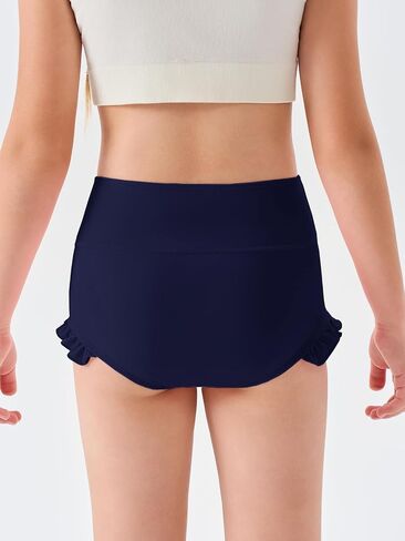 Haloumoning Girls Athletic Ruffle Shorts High Waisted Yoga Dance Shorts Comfy Gymnastics Shorts Briefs 4-14Y in Saudi Arabia