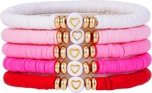 Surfer Heishi Bracelets Set for Women Stackable Gold Clay Ploymer Bead Stretch Bracelets Summer Beach Layering Black Bracelets Jewelry in Kuwait