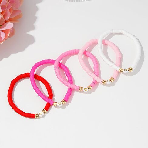 Surfer Heishi Bracelets Set for Women Stackable Gold Clay Ploymer Bead Stretch Bracelets Summer Beach Layering Black Bracelets Jewelry in Kuwait