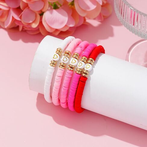 Surfer Heishi Bracelets Set for Women Stackable Gold Clay Ploymer Bead Stretch Bracelets Summer Beach Layering Black Bracelets Jewelry in Kuwait