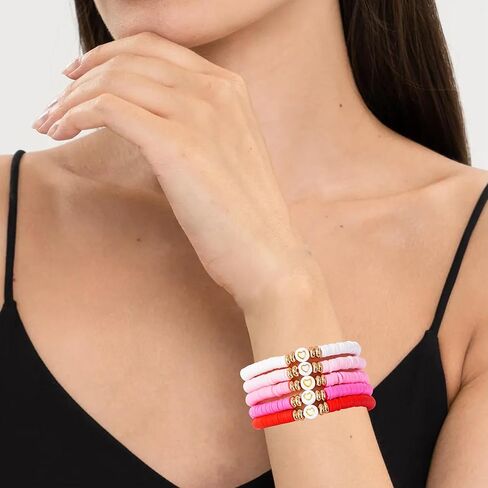 Surfer Heishi Bracelets Set for Women Stackable Gold Clay Ploymer Bead Stretch Bracelets Summer Beach Layering Black Bracelets Jewelry in Kuwait