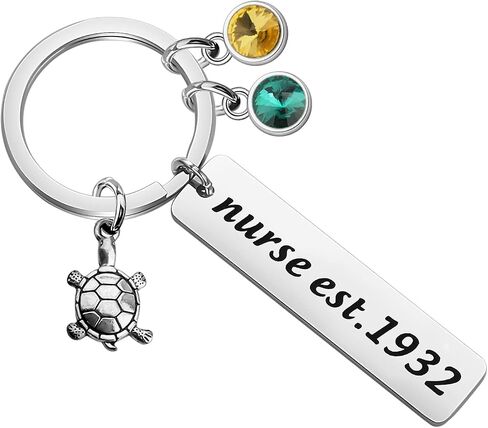 BAUNA Greek Sorority Gifts Chi ETA Phi Sorority Jewelry Chi ETA Phi Registered Nurse Keychain with Turtle Charm in Kuwait