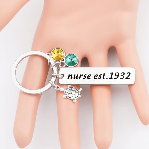 BAUNA Greek Sorority Gifts Chi ETA Phi Sorority Jewelry Chi ETA Phi Registered Nurse Keychain with Turtle Charm in Kuwait