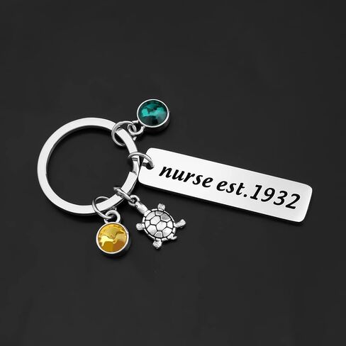 BAUNA Greek Sorority Gifts Chi ETA Phi Sorority Jewelry Chi ETA Phi Registered Nurse Keychain with Turtle Charm in Kuwait