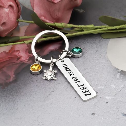 BAUNA Greek Sorority Gifts Chi ETA Phi Sorority Jewelry Chi ETA Phi Registered Nurse Keychain with Turtle Charm in Kuwait