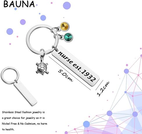 BAUNA Greek Sorority Gifts Chi ETA Phi Sorority Jewelry Chi ETA Phi Registered Nurse Keychain with Turtle Charm in Kuwait