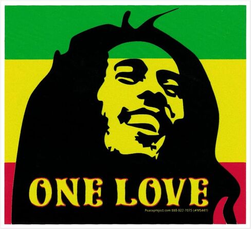 One Love Bob Marley Reggae Rasta Colors Small Bumper Sticker Decal for Cars, Laptops, Bikes, Helmets, Skateboards, Lockers 3.38-by-3.13 Inches (Vinyl Sticker) in Kuwait
