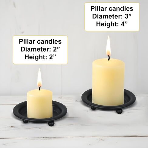 2 PCS Candle Plate, Candle Holder Plate 4.1 Inch Black Candle Holders for Pillar Candles Candlestick Holder Matte Plate for Candles Metal Wax Tray for Wax Candles,Incense Cones,Spa,Wedding in Saudi Arabia