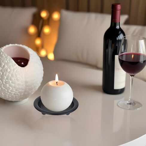 2 PCS Candle Plate, Candle Holder Plate 4.1 Inch Black Candle Holders for Pillar Candles Candlestick Holder Matte Plate for Candles Metal Wax Tray for Wax Candles,Incense Cones,Spa,Wedding in Saudi Arabia