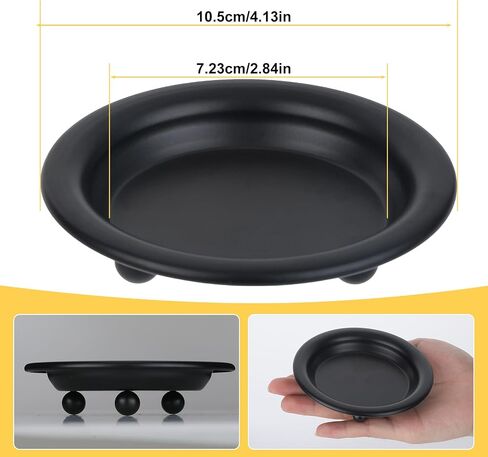 2 PCS Candle Plate, Candle Holder Plate 4.1 Inch Black Candle Holders for Pillar Candles Candlestick Holder Matte Plate for Candles Metal Wax Tray for Wax Candles,Incense Cones,Spa,Wedding in Saudi Arabia