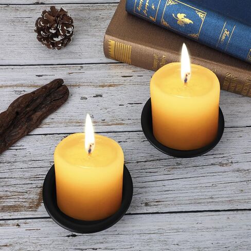 2 PCS Candle Plate, Candle Holder Plate 4.1 Inch Black Candle Holders for Pillar Candles Candlestick Holder Matte Plate for Candles Metal Wax Tray for Wax Candles,Incense Cones,Spa,Wedding in Saudi Arabia