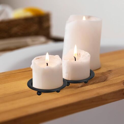 2 PCS Candle Plate, Candle Holder Plate 4.1 Inch Black Candle Holders for Pillar Candles Candlestick Holder Matte Plate for Candles Metal Wax Tray for Wax Candles,Incense Cones,Spa,Wedding in Saudi Arabia