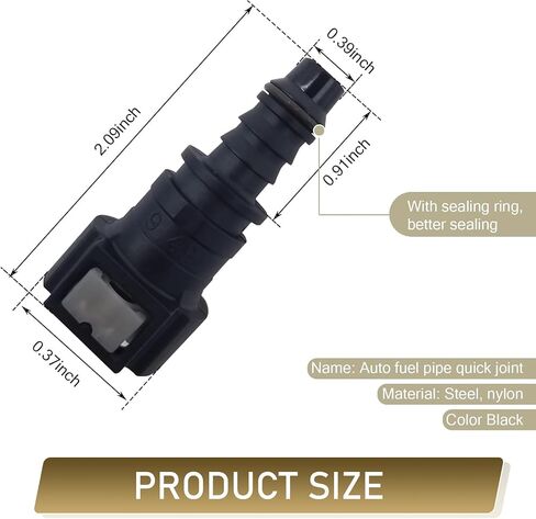 2 PCS Auto 9.49-ID8 Fuel Line Push-in Quick Release Connector with Sealing Ring, Elbow Nylon Waterproof Rust-proof Male Female Joint Accessories, Universal for Most Car Models (Black) in Saudi Arabia