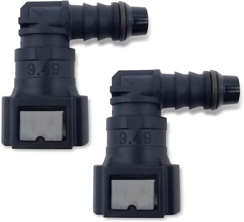 2 PCS Auto 9.49-ID8 Fuel Line Push-in Quick Release Connector with Sealing Ring, Elbow Nylon Waterproof Rust-proof Male Female Joint Accessories, Universal for Most Car Models (Black) in Saudi Arabia