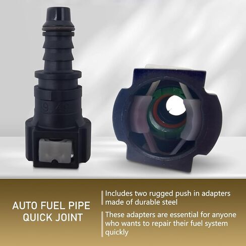 2 PCS Auto 9.49-ID8 Fuel Line Push-in Quick Release Connector with Sealing Ring, Elbow Nylon Waterproof Rust-proof Male Female Joint Accessories, Universal for Most Car Models (Black) in Saudi Arabia