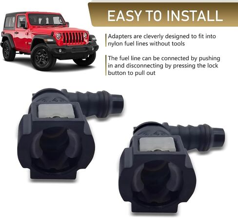 2 PCS Auto 9.49-ID8 Fuel Line Push-in Quick Release Connector with Sealing Ring, Elbow Nylon Waterproof Rust-proof Male Female Joint Accessories, Universal for Most Car Models (Black) in Saudi Arabia