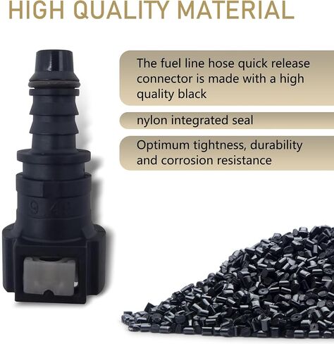 2 PCS Auto 9.49-ID8 Fuel Line Push-in Quick Release Connector with Sealing Ring, Elbow Nylon Waterproof Rust-proof Male Female Joint Accessories, Universal for Most Car Models (Black) in Saudi Arabia