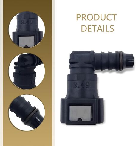 2 PCS Auto 9.49-ID8 Fuel Line Push-in Quick Release Connector with Sealing Ring, Elbow Nylon Waterproof Rust-proof Male Female Joint Accessories, Universal for Most Car Models (Black) in Saudi Arabia