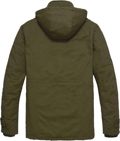 Men's Winter Jacket Windproof Sherpa Lined Fleece Windbreaker Coat Warm Military Parka with Removable Hood in Kuwait