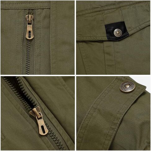 Men's Winter Jacket Windproof Sherpa Lined Fleece Windbreaker Coat Warm Military Parka with Removable Hood in Kuwait