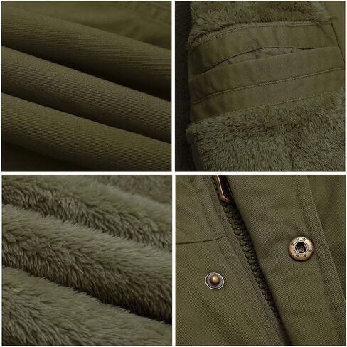 Men's Winter Jacket Windproof Sherpa Lined Fleece Windbreaker Coat Warm Military Parka with Removable Hood in Kuwait
