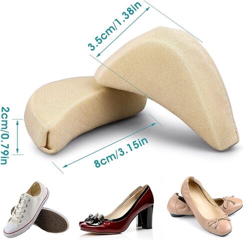 2 Pairs Soft Sponge Adjustable Shoe Filler Breathable Toe Filler Inserts Unisex Big Toe Plug Foot Brace Forefoot Pad Make Shoe Fit Reusable Foam Cushion for Women Girls High Heel Casual (Skin, Black) in Saudi Arabia