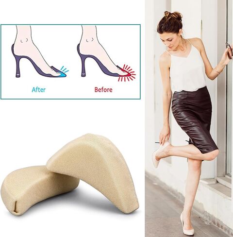 2 Pairs Soft Sponge Adjustable Shoe Filler Breathable Toe Filler Inserts Unisex Big Toe Plug Foot Brace Forefoot Pad Make Shoe Fit Reusable Foam Cushion for Women Girls High Heel Casual (Skin, Black) in Saudi Arabia