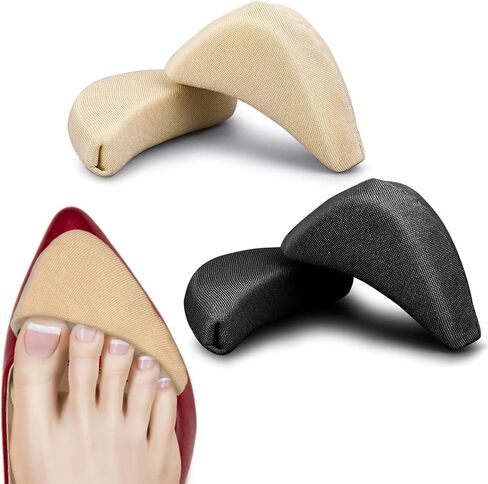 2 Pairs Soft Sponge Adjustable Shoe Filler Breathable Toe Filler Inserts Unisex Big Toe Plug Foot Brace Forefoot Pad Make Shoe Fit Reusable Foam Cushion for Women Girls High Heel Casual (Skin, Black) in Saudi Arabia