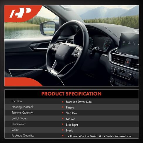 مفتاح نافذة الطاقة الممتاز A-Premium متوافق مع Jeep Grand Cherokee 2014 2015 2016 2017 2018 أداة رياضية مع مرايا قابلة للطي، جانب السائق الأمامي الأيسر، استبدال #68184803AC in Saudi Arabia