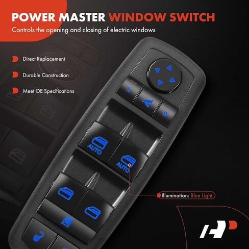 مفتاح نافذة الطاقة الممتاز A-Premium متوافق مع Jeep Grand Cherokee 2014 2015 2016 2017 2018 أداة رياضية مع مرايا قابلة للطي، جانب السائق الأمامي الأيسر، استبدال #68184803AC in Saudi Arabia