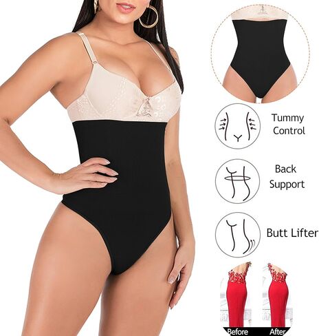 Tummy Control Thong Shapewear for Women 328 Waist Cincher Girdle Slimmer Sexy Thong Panty Shapewear in Kuwait
