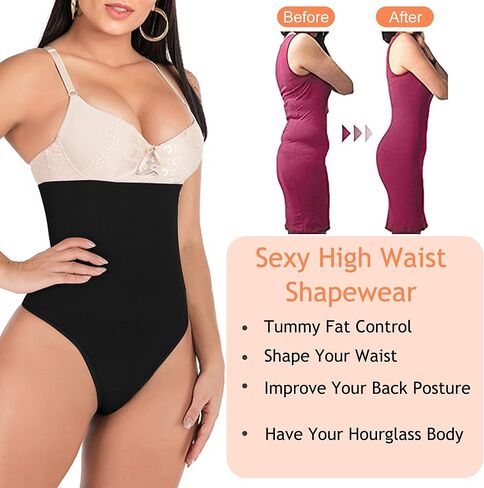Tummy Control Thong Shapewear for Women 328 Waist Cincher Girdle Slimmer Sexy Thong Panty Shapewear in Kuwait