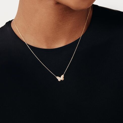 قلادة الفراشة GELIN من الذهب الخالص عيار 14 قيراط | هدية عيد الميلاد للنساء in Kuwait