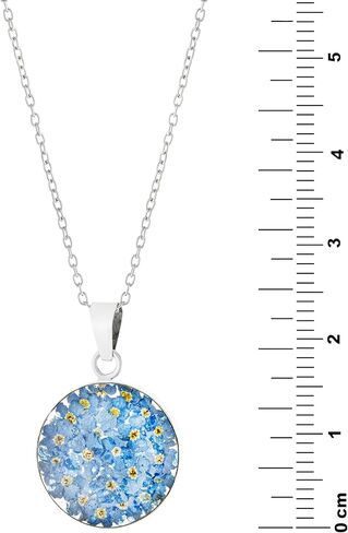 Amazon Essentials Sterling Silver Pressed Flower Round Pendant Necklace, 16" (previously Amazon Collection) in Kuwait