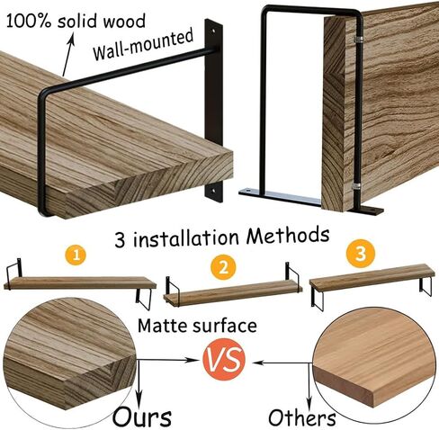 foxsky 59 inch Long Wall Shelf,Set of 2 Large Solid Wood Floating Shelves for Wall, 10 Inch deep Rustic Wood Wall Mounted Shelf for Living Room, Kitchen,Books,Bedroom, Bathroom,Wall Storage Decor in Saudi Arabia