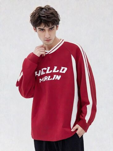 Oversized Crewneck Black Graphic Hoodies for Women Sweatshirts for Men Red Vintage Pullover Loose Fit Streetwear Long Sleeve in Saudi Arabia