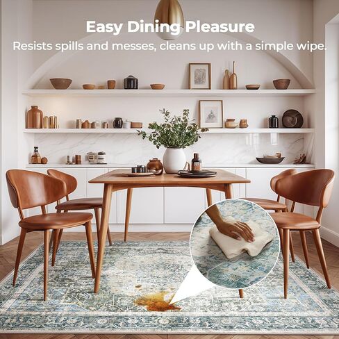 Kokia 9x12 Area Rugs for Living Room, Machine Washable Non Slip Vintage Boho Rugs, Low Pile Distressed Medallion Print Rug for Bedroom, Dining Room Olive 9 x 12 in Saudi Arabia