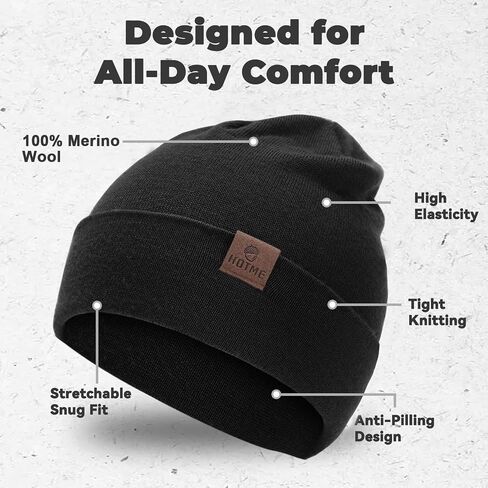 XXL Oversized 100% Merino Wool Beanie Hat for Men & Women, Extra Large Warm Winter Cap for Big Heads, Stretchy Knitted Cap in Kuwait