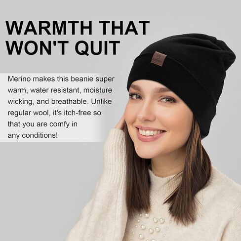 XXL Oversized 100% Merino Wool Beanie Hat for Men & Women, Extra Large Warm Winter Cap for Big Heads, Stretchy Knitted Cap in Kuwait