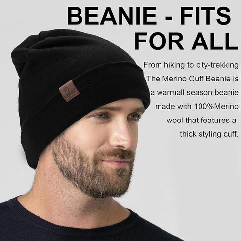 XXL Oversized 100% Merino Wool Beanie Hat for Men & Women, Extra Large Warm Winter Cap for Big Heads, Stretchy Knitted Cap in Kuwait