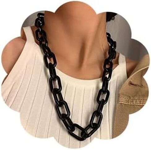 Long Acrylic Chunky Necklace for Women Cute Link Paperclip Chain Collar Necklace for Women Gifts in Kuwait