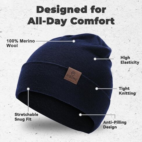 XXL Oversized 100% Merino Wool Beanie Hat for Men & Women, Extra Large Warm Winter Cap for Big Heads, Stretchy Knitted Cap in Kuwait