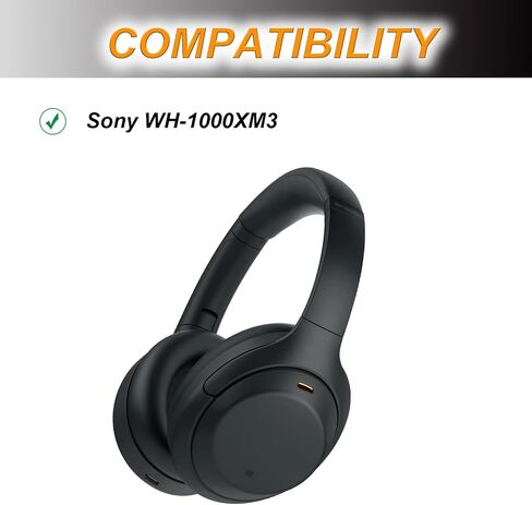 وسائد أذن بديلة لسماعات الرأس Sony WH-1000XM3، (WH1000XM3) فوق الأذن، وسادات الأذن مع جلد بروتين أكثر نعومة، وإسفنج ذاكرة عازل للضوضاء (أسود) in Saudi Arabia