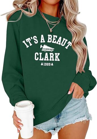 Susongeth Christmas Tree Farm Sweatshirt for Women It's A Beaut Clark Graphic Tee Shirt Casual Family Christmas Sweaters Top in Kuwait